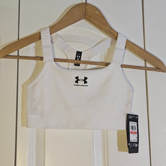 Under Armour Women's Sports Bra Size XS White Racerback High Support Running NWT - Picture 1 of 11